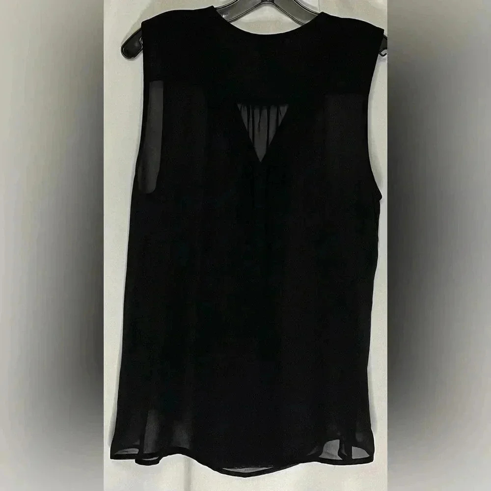 Carmen Marc Valvo sheer sleeveless art deco embellished top - Picture 2 of 5